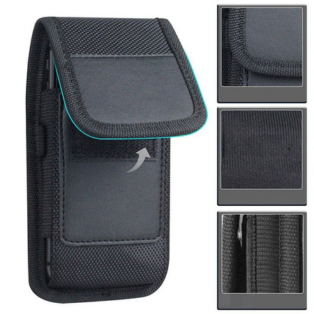 Kabura pionowa D-Pro Holster Oxford V2 etui do paska na telefon do 7.2 Cala (rozm. XXL) (Czarny)