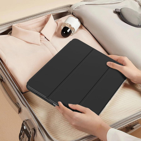 Etui D-Pro Smart Cover Case pokrowiec obudowa z klapką z uchwytem na rysiki  iPad Pro 12.9 2018-2022 / Air 13 M2 6 Gen. 2024 (Czarny)