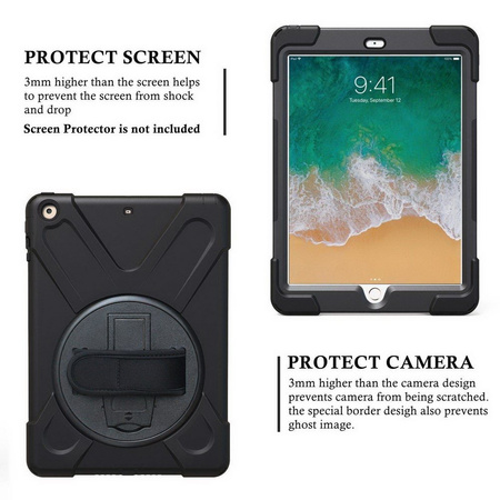 Etui D-Pro 360 Armor Strap Case obudowa pancerna z uchwytem na rękę i paskiem na ramię do Apple iPad Air 1 (2013-2014)