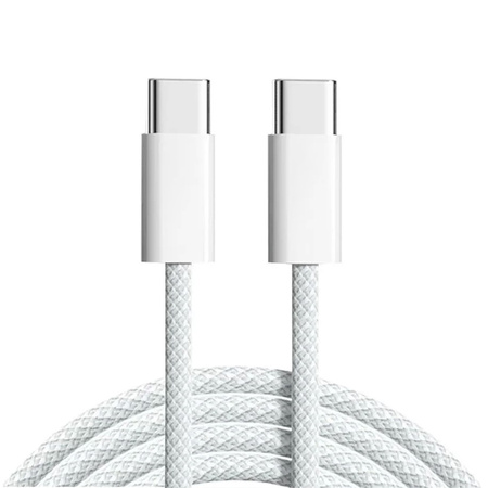 Kabel przewód USB-C do USB-C Type-C do szybkiego ładowania PD 60W nylonowy oplot do Apple iPad mini/Air/Pro iPhone 15/16/Pro/Plus/Max 100cm 1m  (Biały)