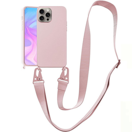 Etui D-Pro Crossbody XL obudowa pasek smycz zawieszka na ramię szyję iPhone 16 Plus (Różowy)