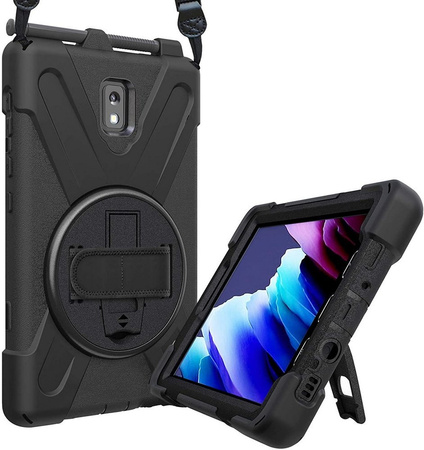 D-Pro 360 Armor Strap Case etui pancerne z uchwytem na rękę i paskiem na ramię do Samsung Galaxy Tab Active 3 (T570/T575/T577) 2020 / Tab Active 5 (X300/X306B) 2024