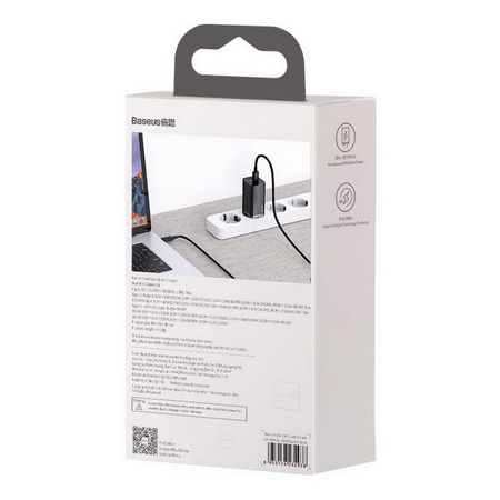 Ładowarka sieciowa szybka Baseus GaN2 Lite 65W USB-C + USB CCGAN2L-B01 (Czarny)