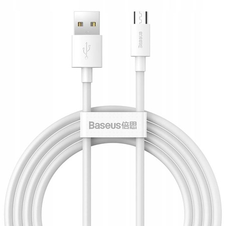 Kabel Baseus zestaw szybkich kabli USB do Micro-USB 2.1A 150cm (2 szt.) (Biały)