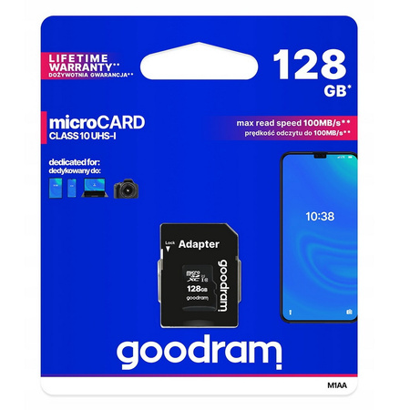 Karta pamięci GOODRAM micro SD SDXC Class 10 UHS-I 100MB/s 128GB + adapter