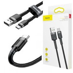 Kabel Baseus Cafule przewód mocny szybki nylonowy oplot USB-A do USB-C QC 3.0 200cm (Czarny)