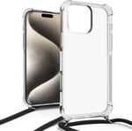 Etui D-Pro Crossbody TPU na sznurku z paskiem na ramię smycz na szyję do iPhone 16 Pro (Czarny)