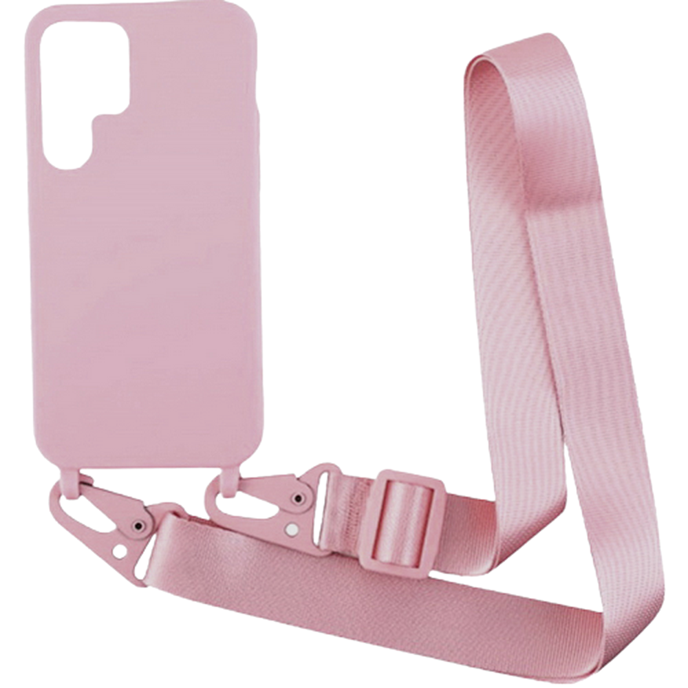 Crossbody Silicone Case Xl Strap Etui Z Paskiem Na Ramię Do Samsung Galaxy S23 Ultra Pink